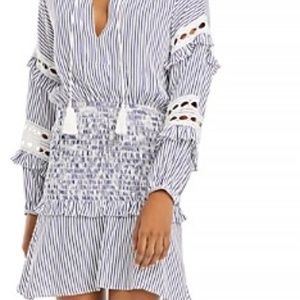 AQUA Striped Smocked Mini Dress